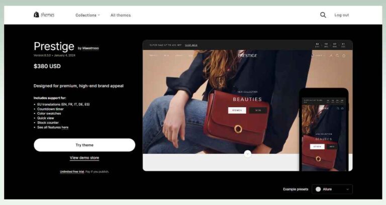 Prestige Shopify Theme Review A Premium Choice For Luxury Brands