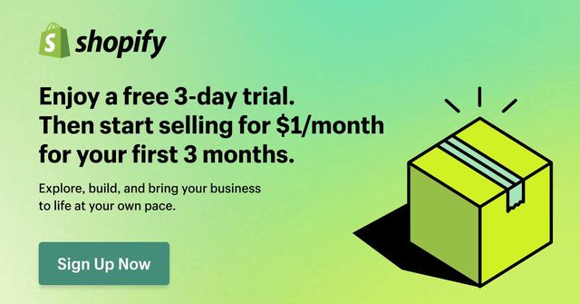 Shopify: try it free, then 3 months for $1 per month