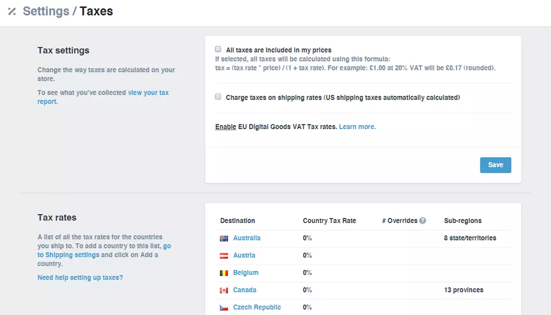 Adjust Shopify Tax And Shipping Settings