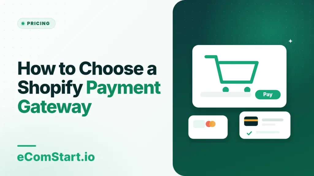 How to Choose a Shopify Payment Gateway. Cover image showing a shopping cart with payment cards.