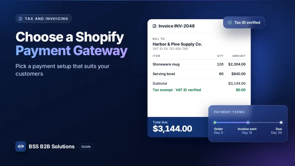 Invoice with a verified tax ID and a Net 30 payment timeline. Cover for: Shopify Payment Gateway – The Wise Choice To Improve Customer Experience