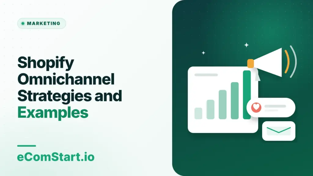 Shopify Omnichannel Strategies and Examples. Cover image showing a megaphone and a growing bar chart.