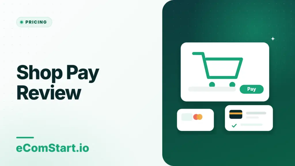 Shop Pay Review. Cover image showing a shopping cart with payment cards.
