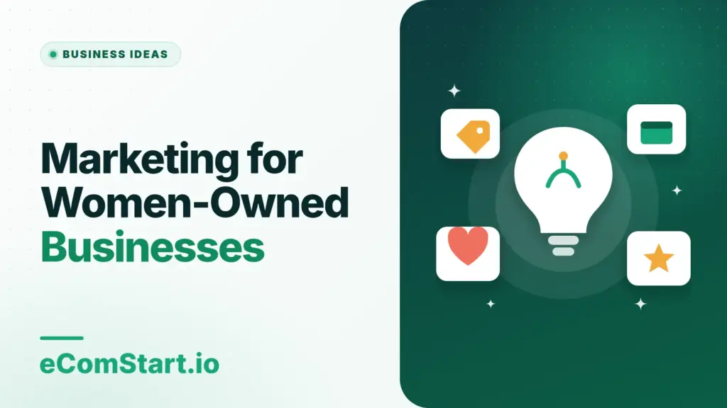 Marketing for Women-Owned Businesses. Cover image showing a light bulb surrounded by idea cards.