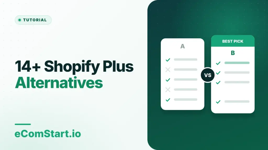 14+ Shopify Plus Alternatives. Cover image showing two options compared side by side.