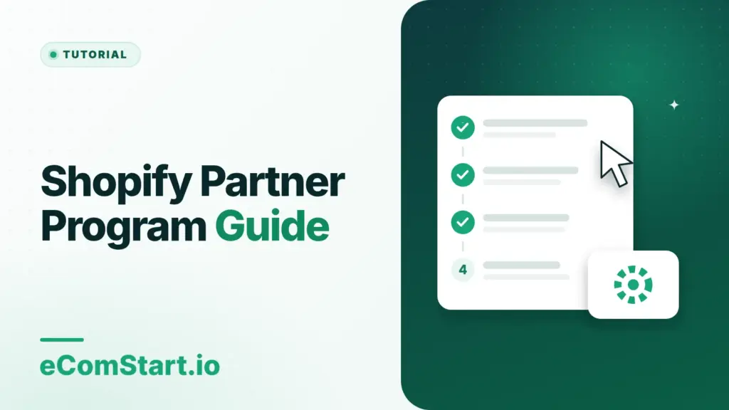 Shopify Partner Program Guide. Cover image showing a numbered checklist of steps.