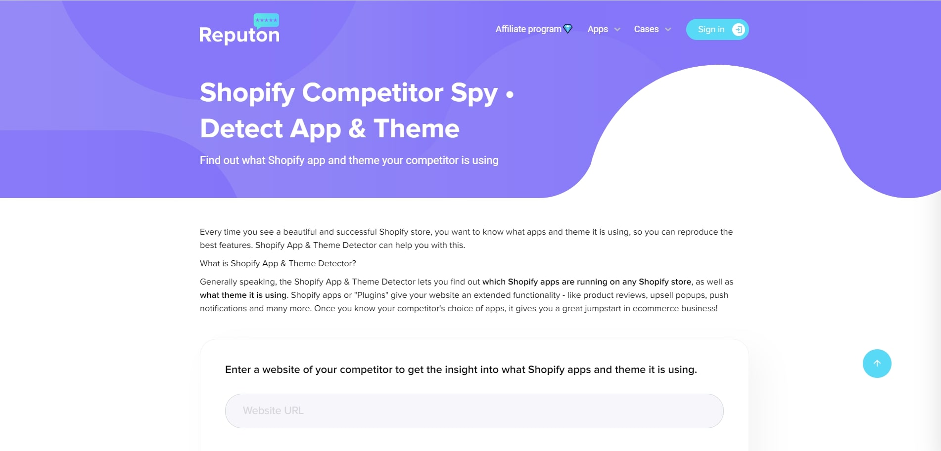 Shopify Competitor Spy Detect App & Theme by Reputon