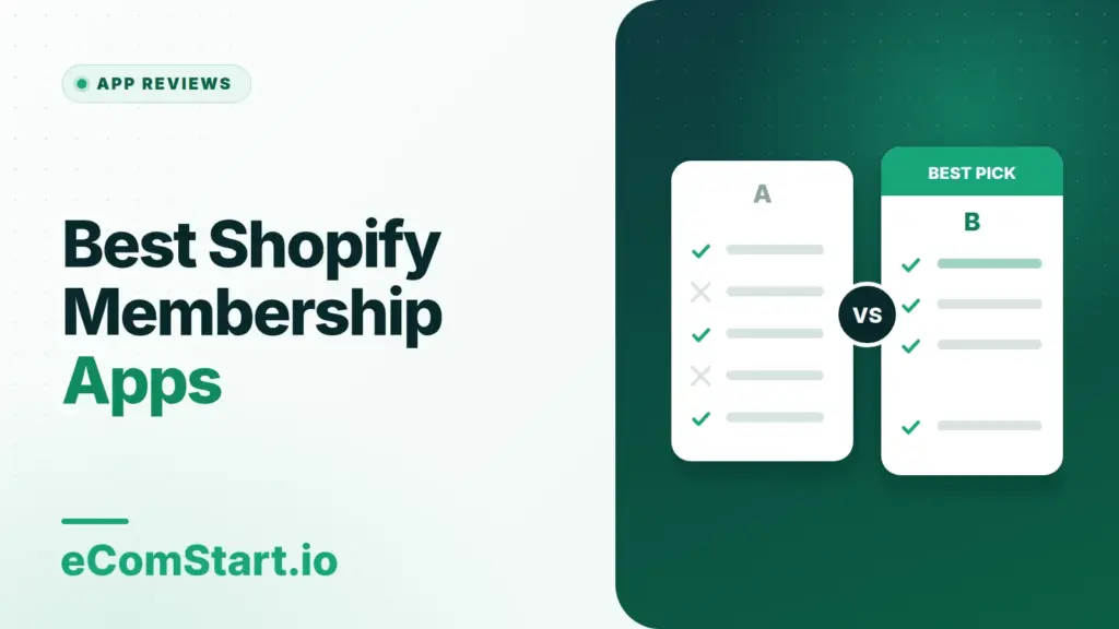 Best Shopify Membership Apps. Cover image showing two options compared side by side.