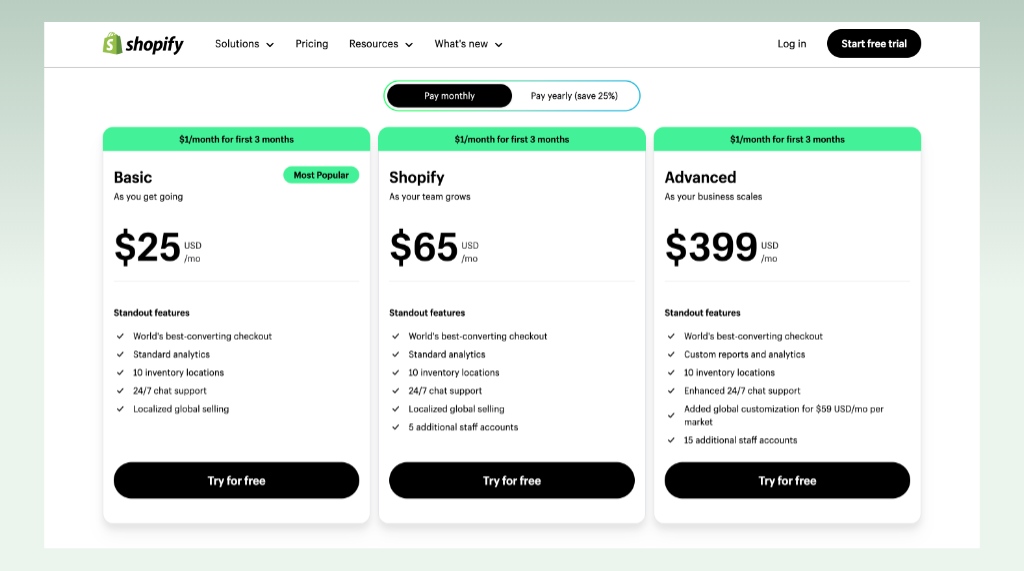 shopify-vs-weebly-comparison-shopify-pricing