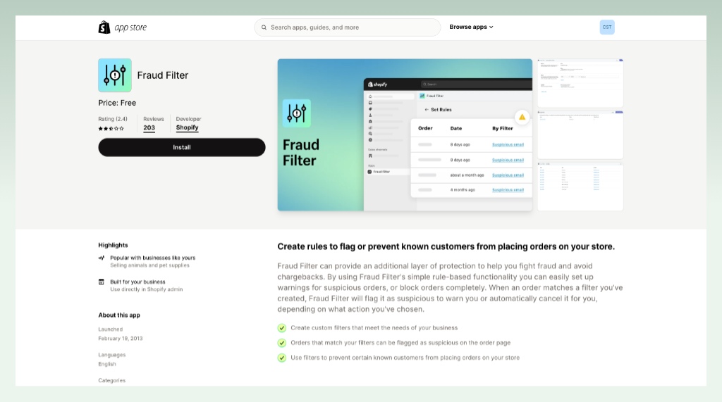 fraud-filter-shopify-payments