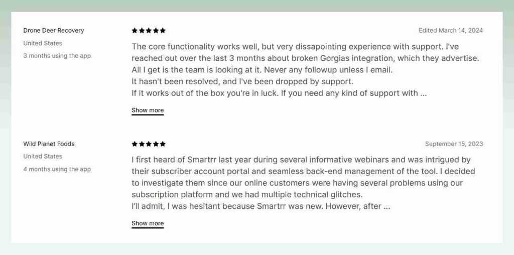 Smartrr-Subscriptions-user-reviews