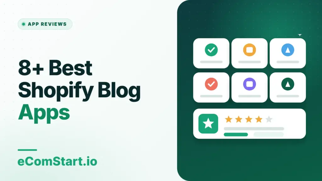 8+ Best Shopify Blog Apps. Cover image showing a grid of app icons with a star rating.