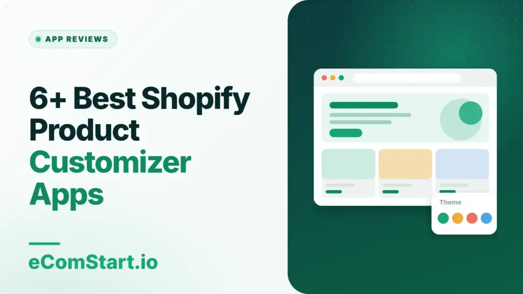 6+ Best Shopify Product Customizer Apps. Cover image showing a browser window with a store page layout.