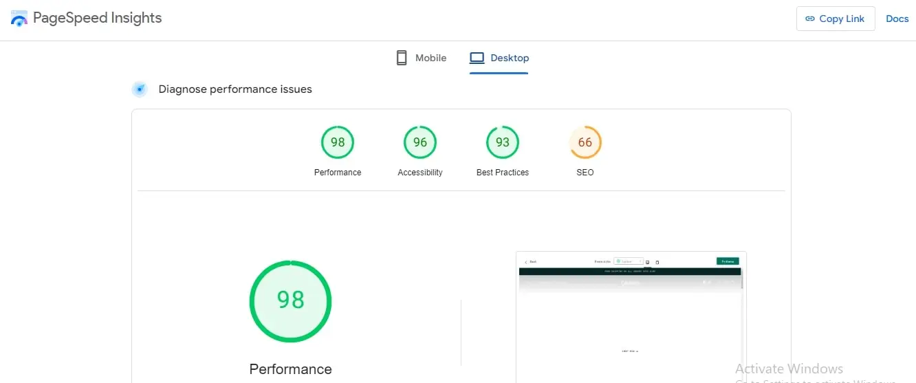 PageSpeed score label shopify theme