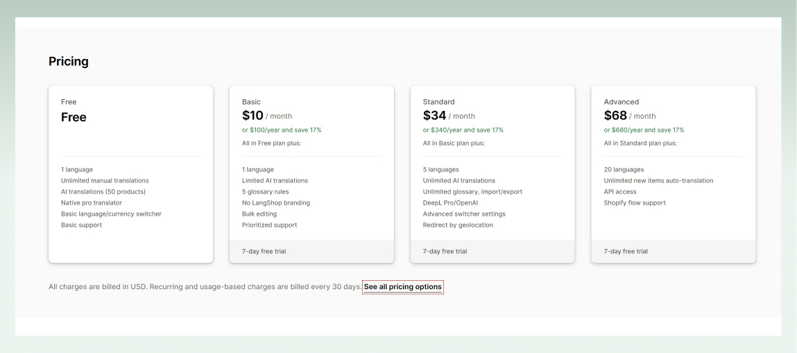 Langshop-ai-language-translator-pricing 