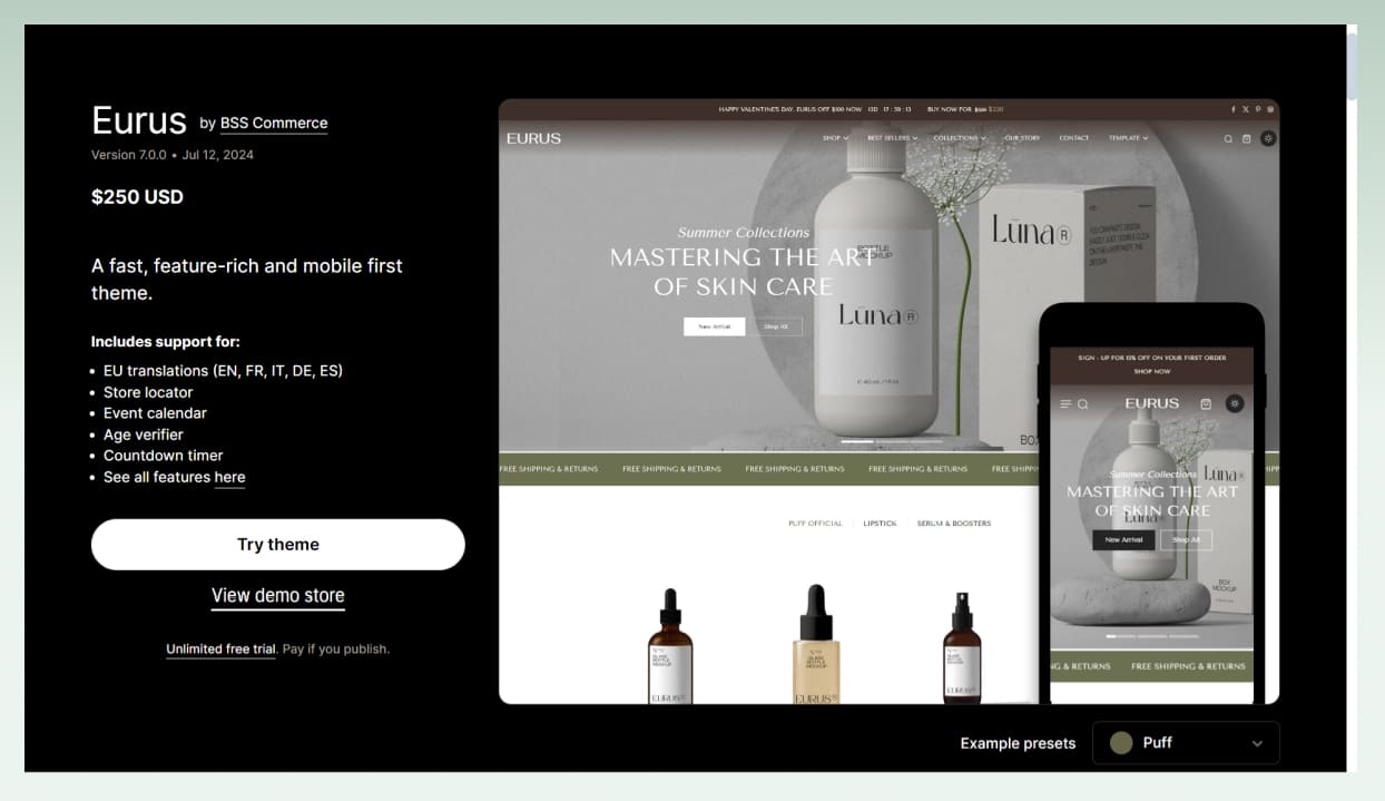 eurus-the-best-shopify- theme-for-selling-services