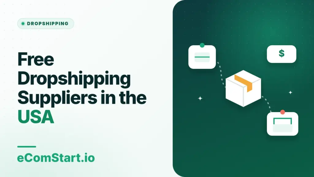 Free Dropshipping Suppliers in the USA. Cover image showing a package moving between a supplier and a customer.