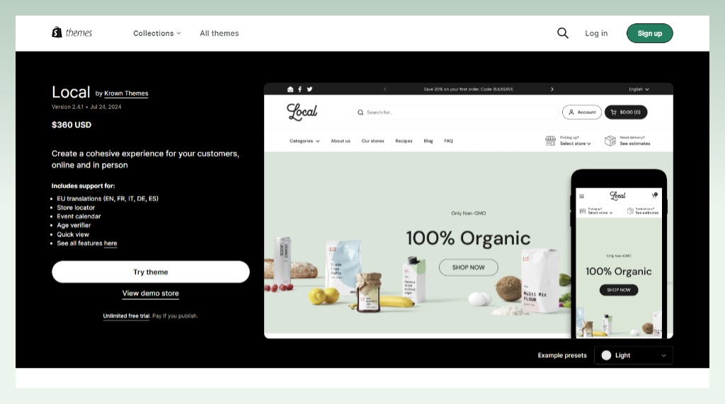 local-best-shopify-theme-for-food-products