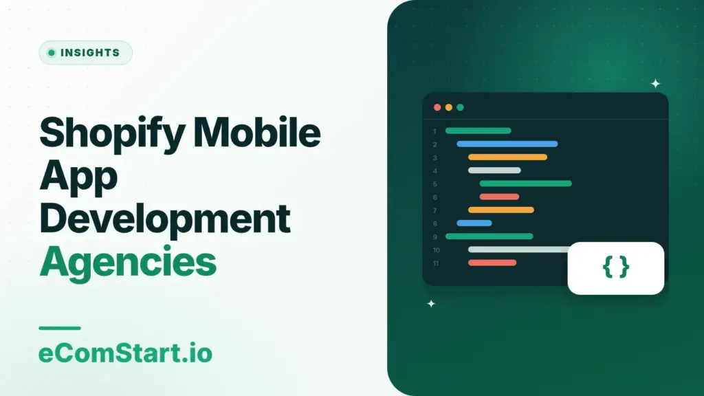 Shopify Mobile App Development Agencies. Cover image showing a code editor window.