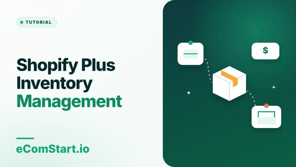 Shopify Plus Inventory Management. Cover image showing a package moving between a supplier and a customer.