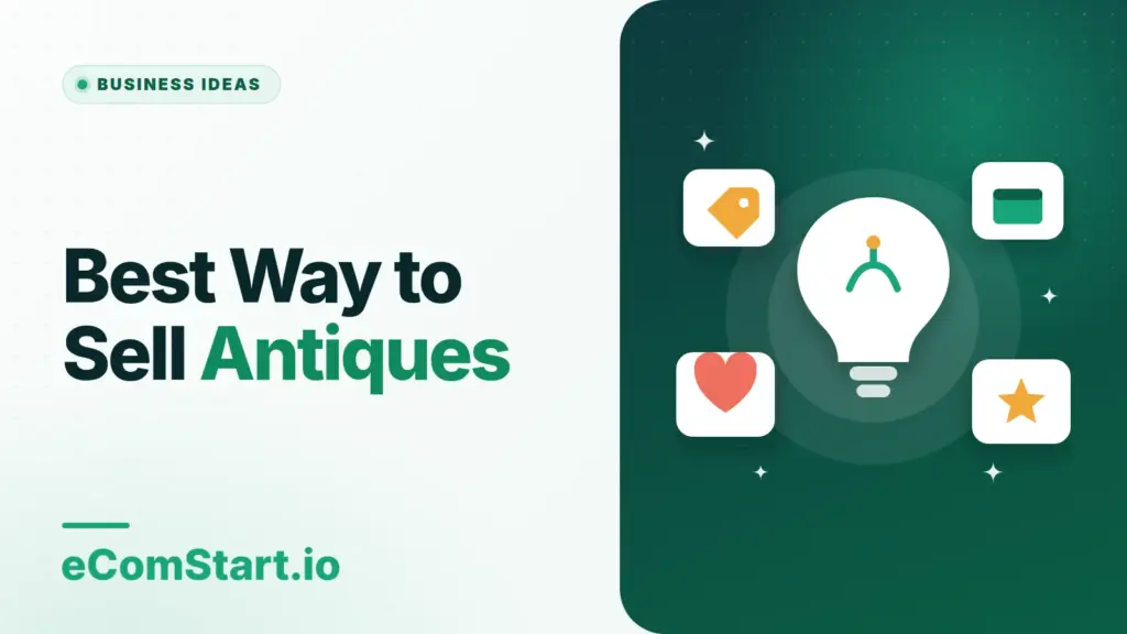 Best Way to Sell Antiques. Cover image showing a light bulb surrounded by idea cards.