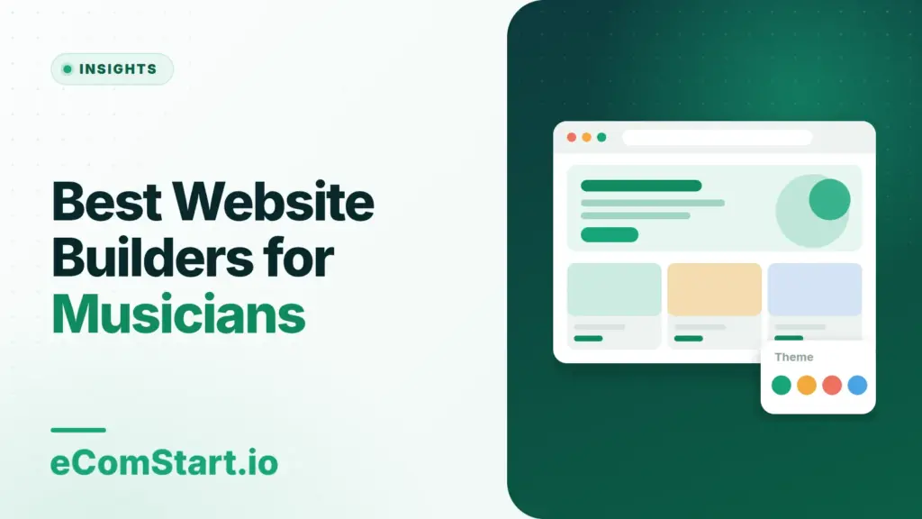 Best Website Builders for Musicians. Cover image showing a browser window with a store page layout.