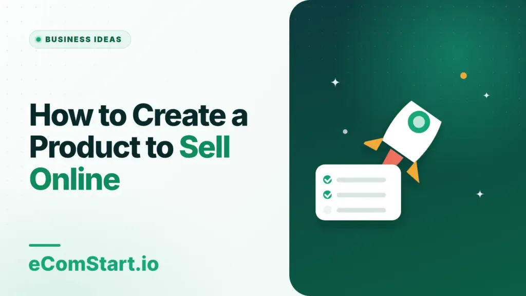 How to Create a Product to Sell Online. Cover image showing a rocket launching above a checklist.
