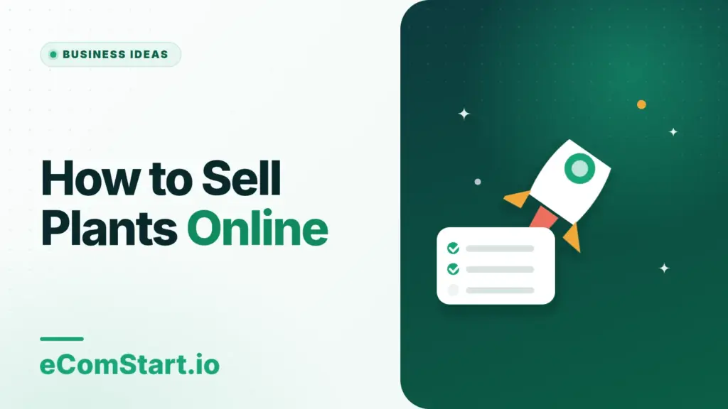 How to Sell Plants Online. Cover image showing a rocket launching above a checklist.
