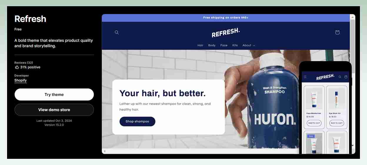 Refresh-Shopify-theme-review  