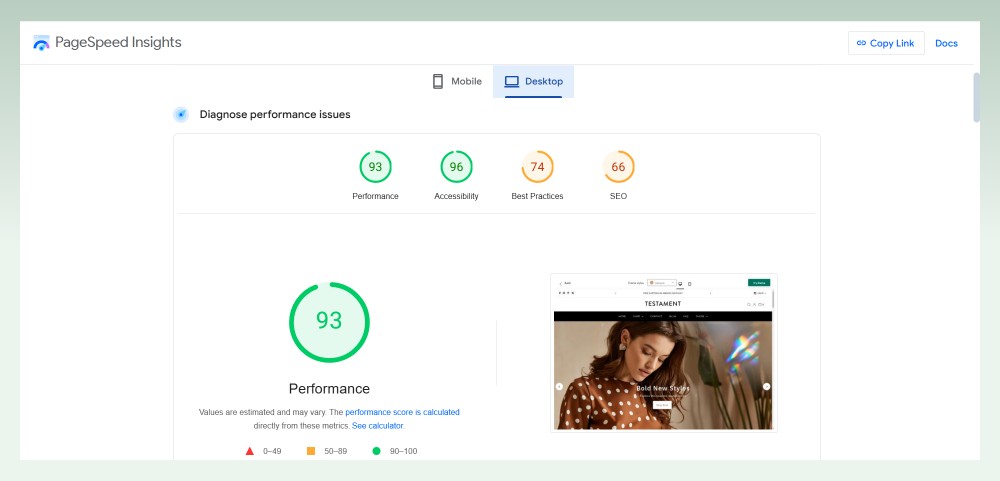 testament-shopify-theme-page-speed-on-desktop