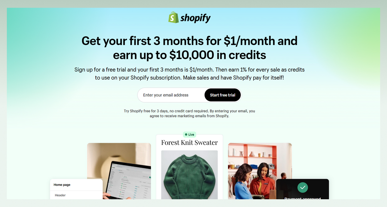 Shopify-3-months-for-$1-a-month