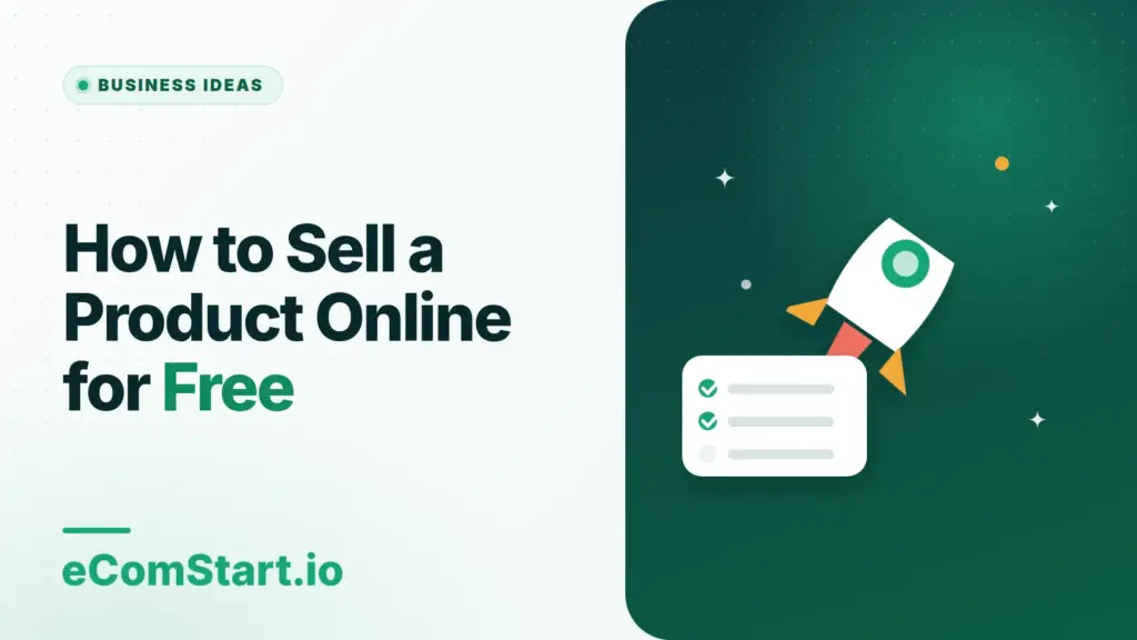 How to Sell a Product Online for Free. Cover image showing a rocket launching above a checklist.