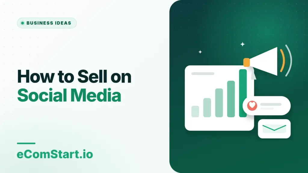 How to Sell on Social Media. Cover image showing a megaphone and a growing bar chart.