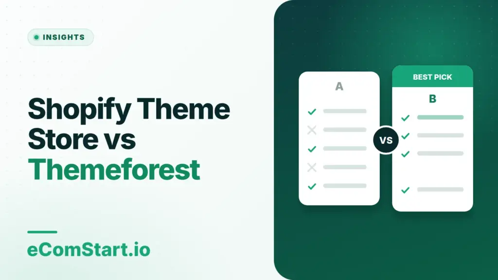 Shopify Theme Store vs Themeforest. Cover image showing two options compared side by side.