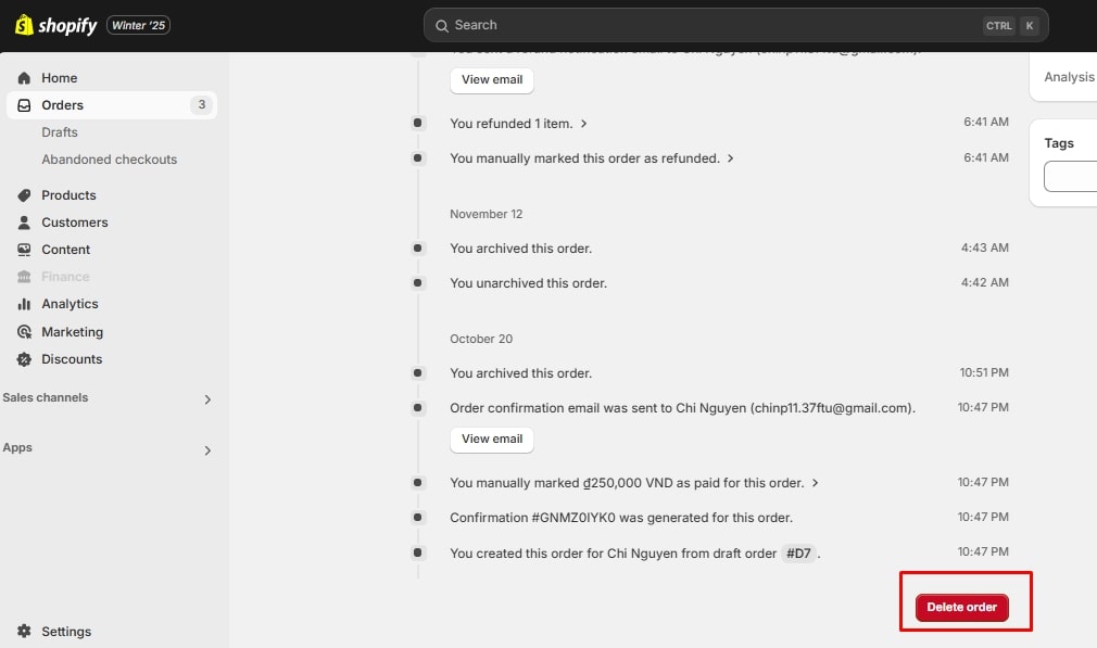 how to delete an order in Shopify 3 how to delete an order in Shopify 3