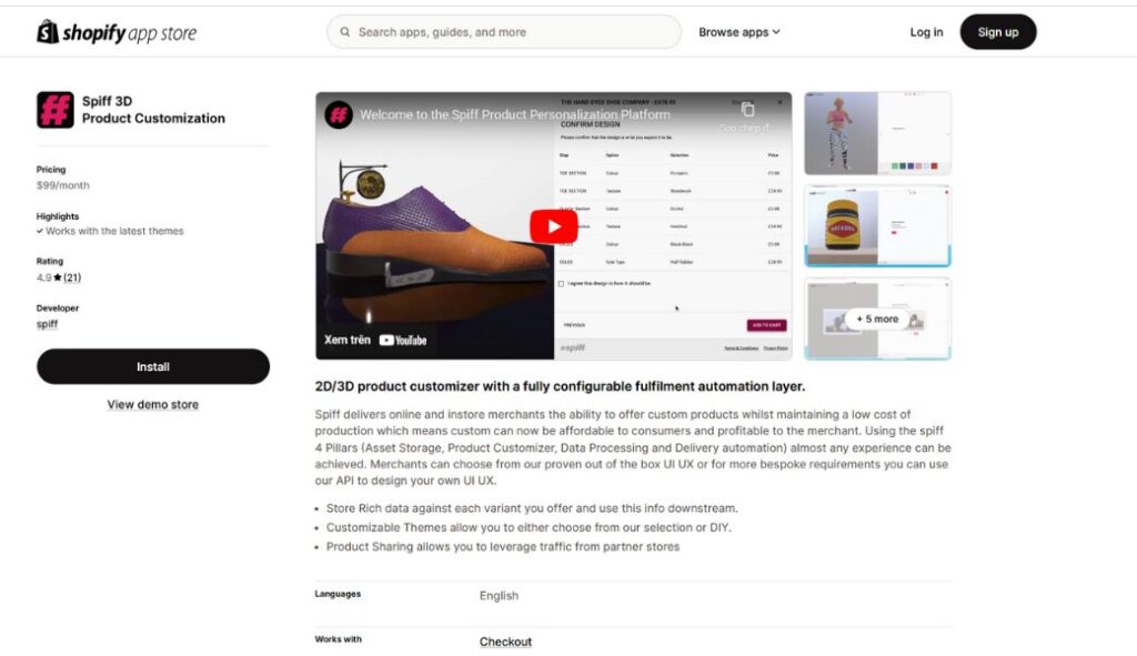shopify 3d product image apps spiff