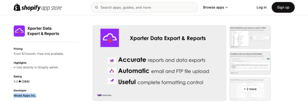 shopify export products