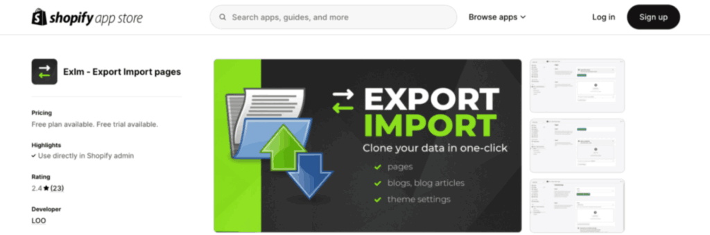 shopify export products