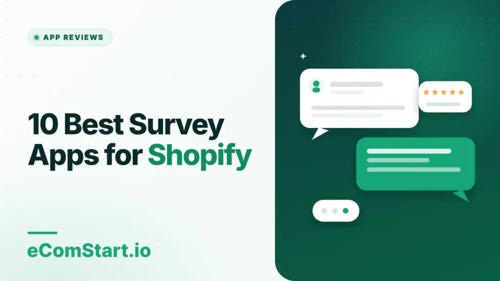 10 Best Survey Apps for Shopify. Cover image showing chat bubbles with a star rating.