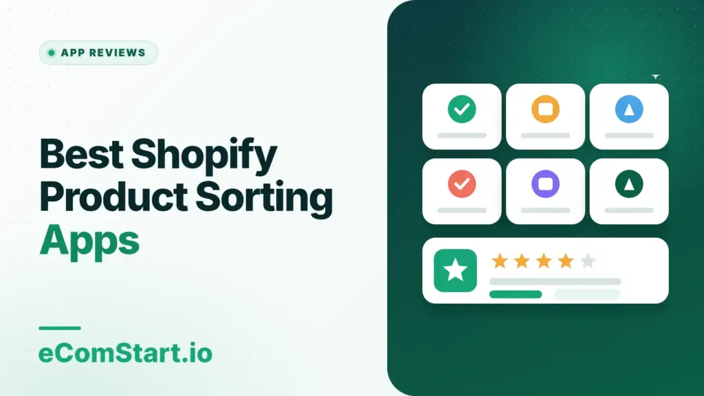 Best Shopify Product Sorting Apps. Cover image showing a grid of app icons with a star rating.
