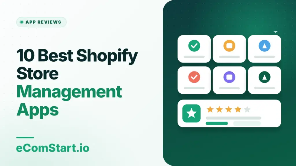 10 Best Shopify Store Management Apps. Cover image showing a grid of app icons with a star rating.