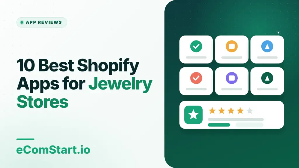 10 Best Shopify Apps for Jewelry Stores. Cover image showing a grid of app icons with a star rating.