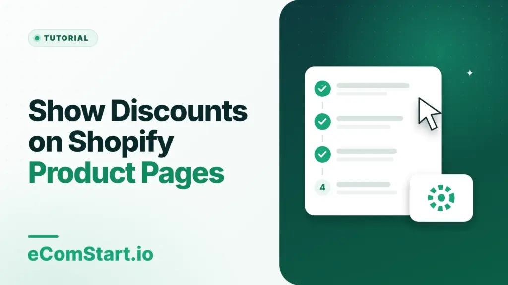 Show Discounts on Shopify Product Pages. Cover image showing a numbered checklist of steps.