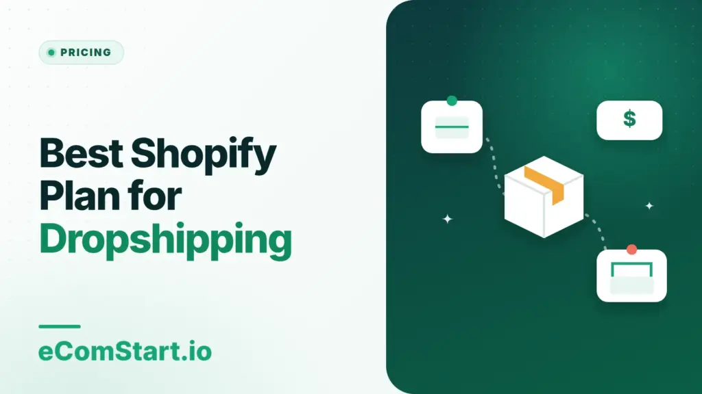 Best Shopify Plan for Dropshipping. Cover image showing a package moving between a supplier and a customer.