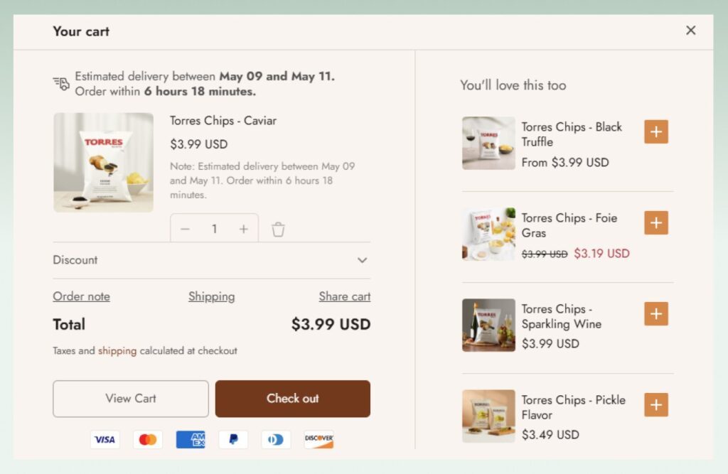 Shopify upsell at checkout - product recommendation