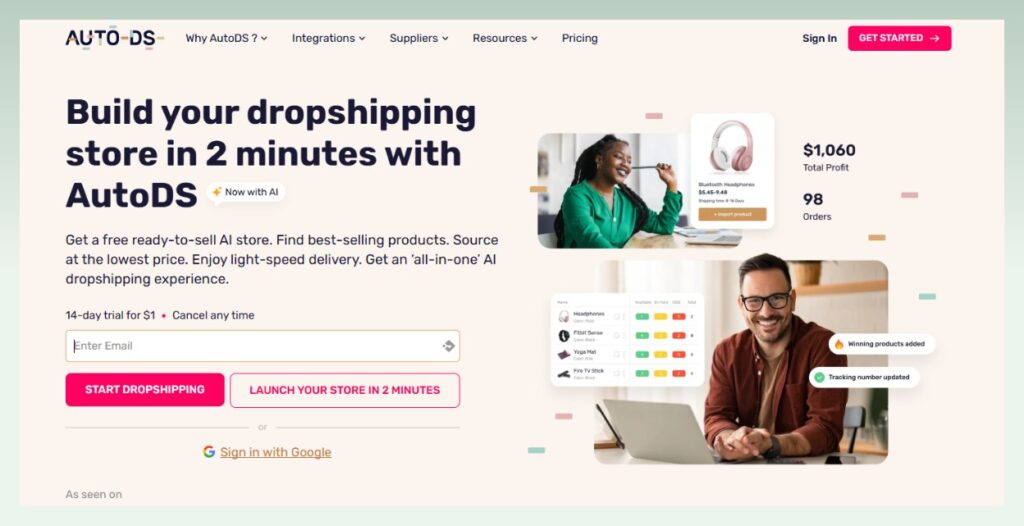 AutoDS - best Shopify dropshipping agent