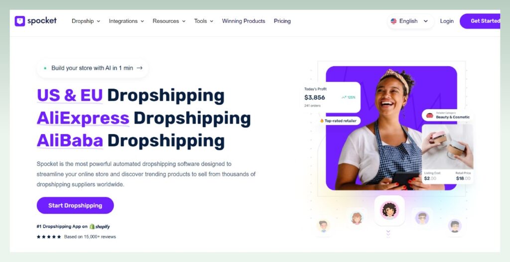 Spocket - best Shopify dropshipping agent