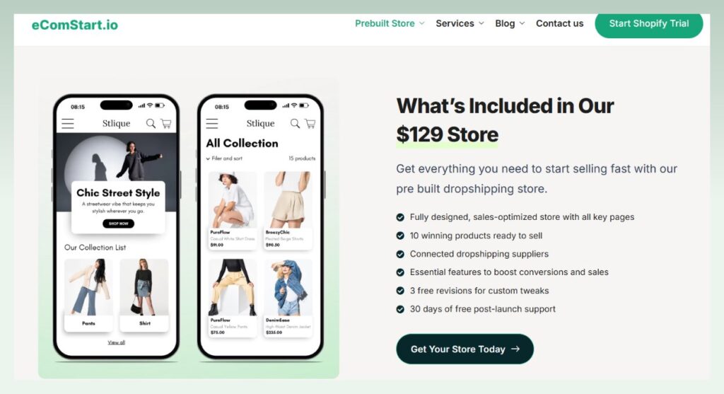 eComStart - a place to find Shopify stores for sale