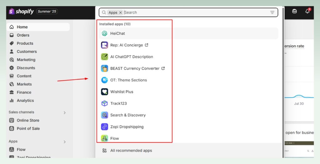 Apps in Shopify stores for sale