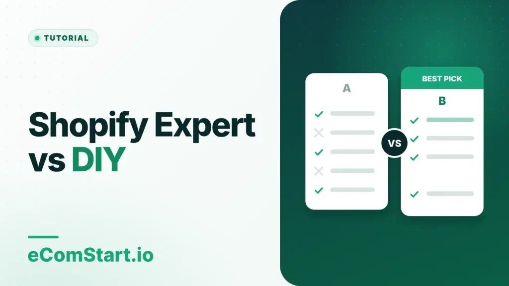 Shopify Expert vs DIY. Cover image showing two options compared side by side.